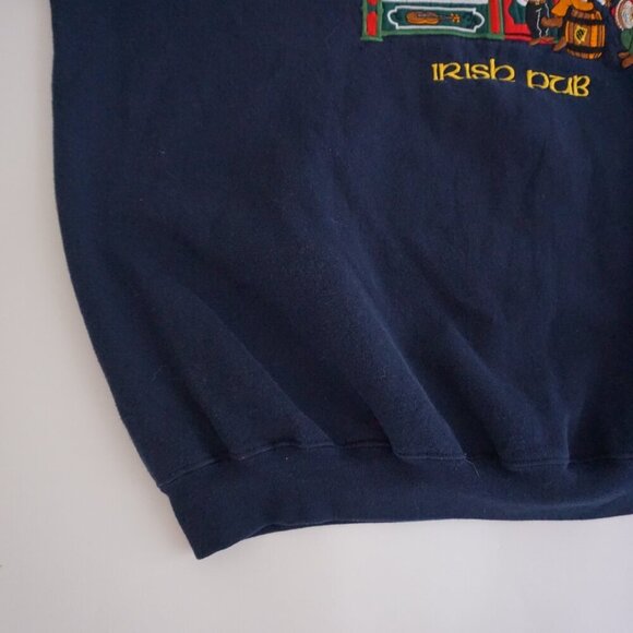 VTG Gildan Navy Heavyweight Cotton Murray's Pub Irish Pub Crewneck Sweater XL - Picture 8 of 10